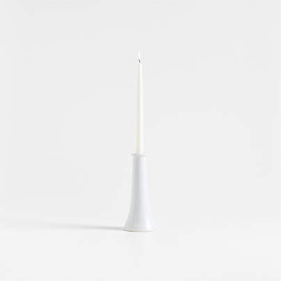 Valla Short White Ceramic Taper Candle Holder 9"