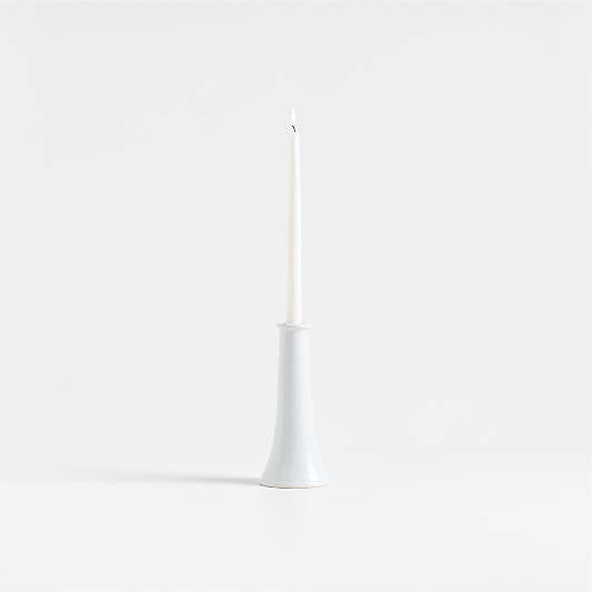 Valla Short White Ceramic Taper Candle Holder 9"