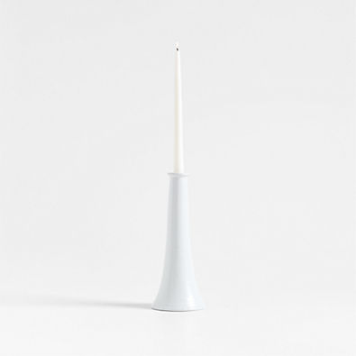 View Valla Tall White Ceramic Taper Candle Holder 12.25" details