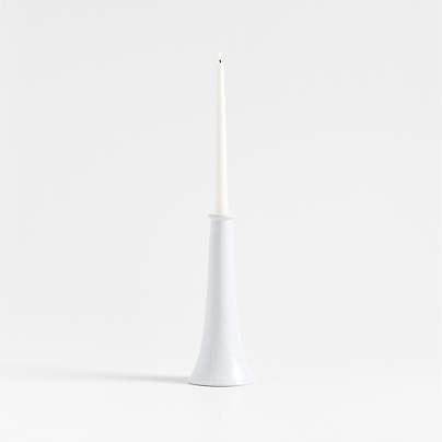 Valla Tall White Ceramic Taper Candle Holder 12.25"