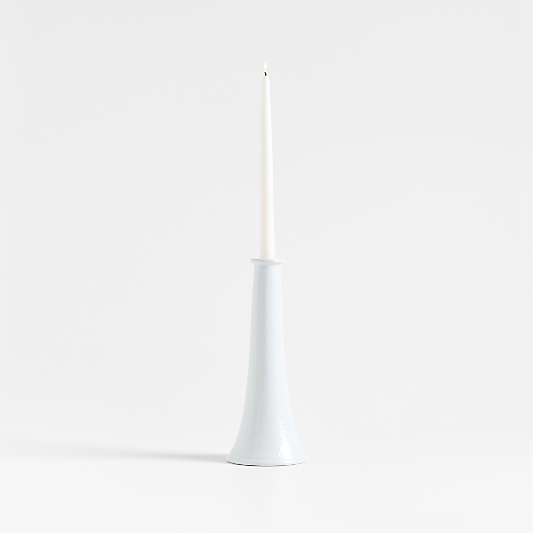 Valla Tall White Ceramic Taper Candle Holder 12.25"