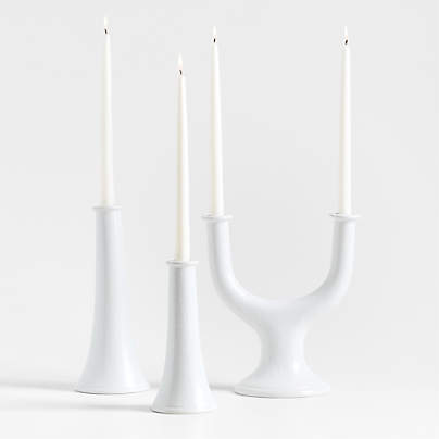 Valla White Ceramic Candle Holders
