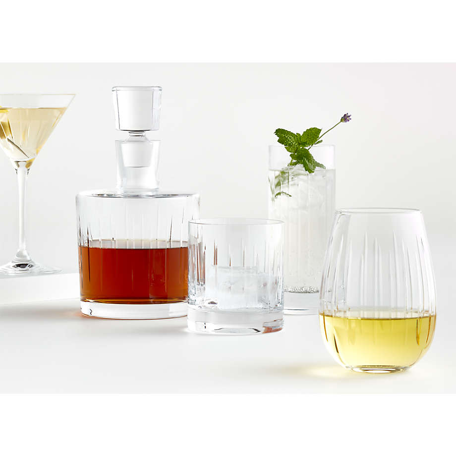 Vance Cut-Glass Double Old-Fashioned Glass + Reviews | Crate & Barrel