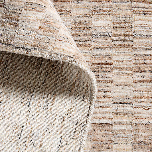 Vancouver Performance Checker Handwoven Sand  Area Rug 9'x12'