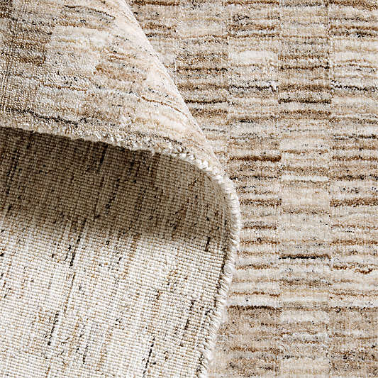 Vancouver Performance Checker Handwoven Sand  Area Rug 6'x9'