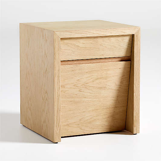 Vander Natural White Oak Wood Storage End Table