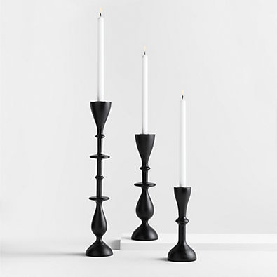 View Vantaa Black Taper Candle Holders, Set of 3 details