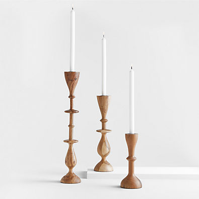View Vantaa Natural Taper Candle Holders, Set of 3 details