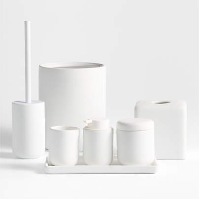 Varick White Silicone Coated Bath Collection, Set of 7