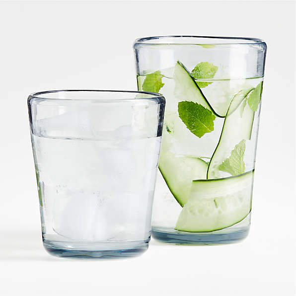 Artisan Crafted Recycled Clear Drinking Glasses (Pair) - Clear Sky