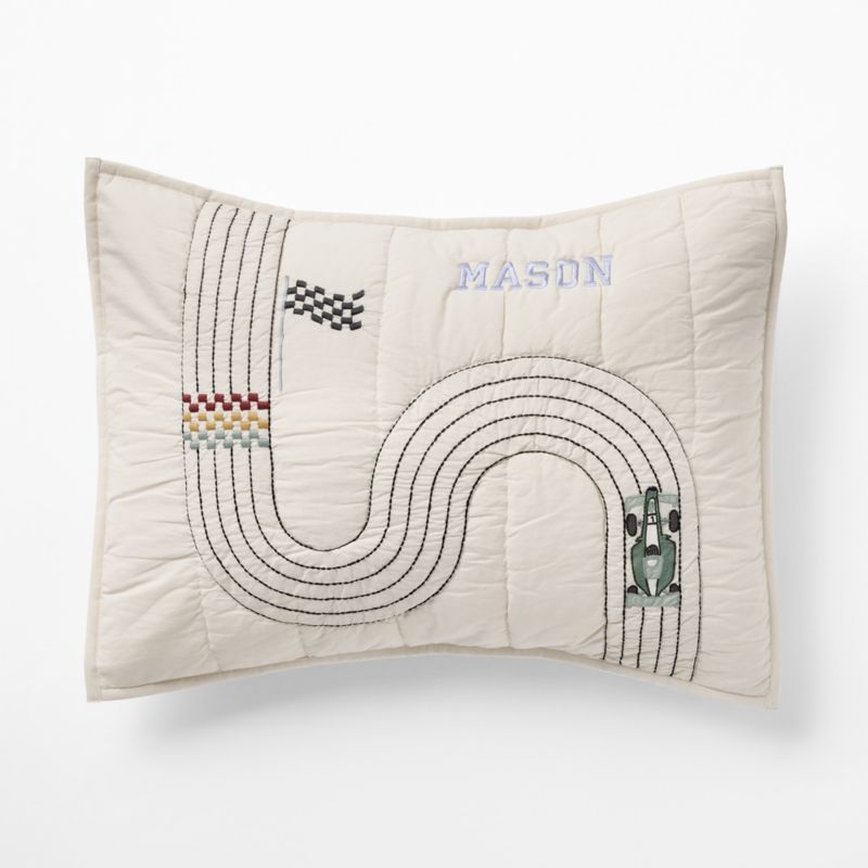 Victory Laps Embroidered Organic Cotton Kids Pillow Sham - image 1 of 3