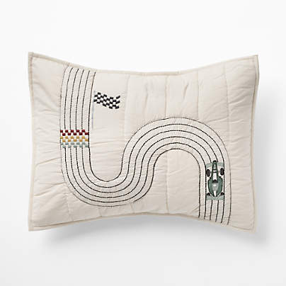 Victory Laps Embroidered Organic Cotton Kids Pillow Sham