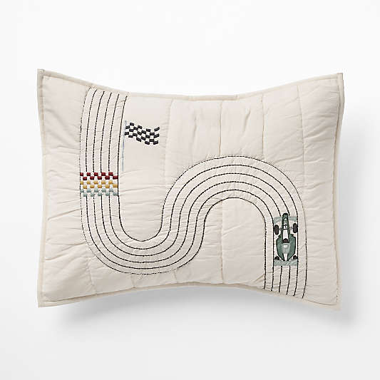Victory Laps Embroidered Organic Cotton Kids Pillow Sham