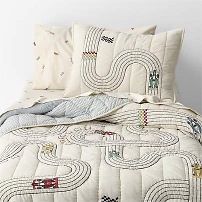 Victory Laps Embroidered 100% Organic Cotton Kids Twin Quilt