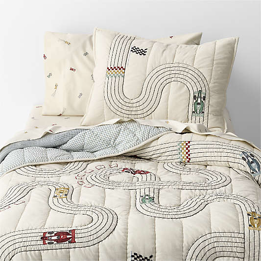 Victory Laps Embroidered 100% Organic Cotton Kids Quilt