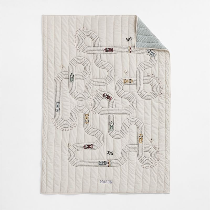 Victory Laps Embroidered 100% Organic Cotton Kids Twin Quilt - image 1 of 6