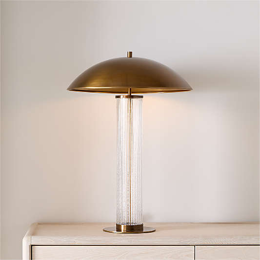 Vidro Glass Table Lamp with Brass Shade 27"