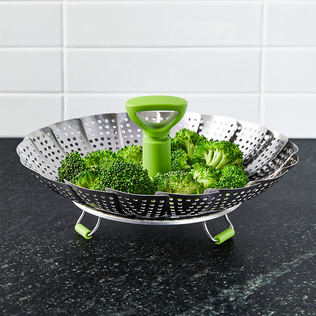 Stainless Steel Vegetable Steamer with Silicone Feet + Reviews Crate