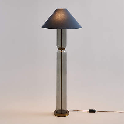 Velato Glass Floor Lamp with Blue Shade