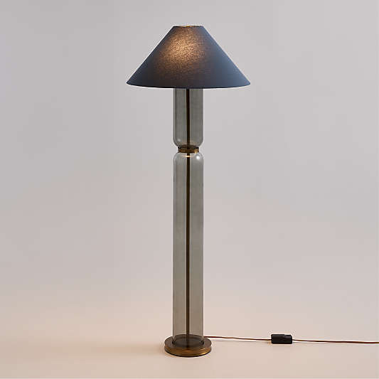 Velato Glass Floor Lamp with Blue Shade