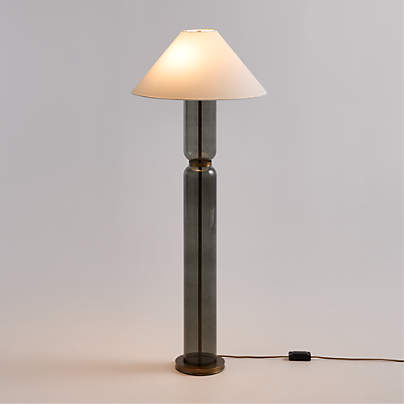 Velato Glass Floor Lamp with White Shade