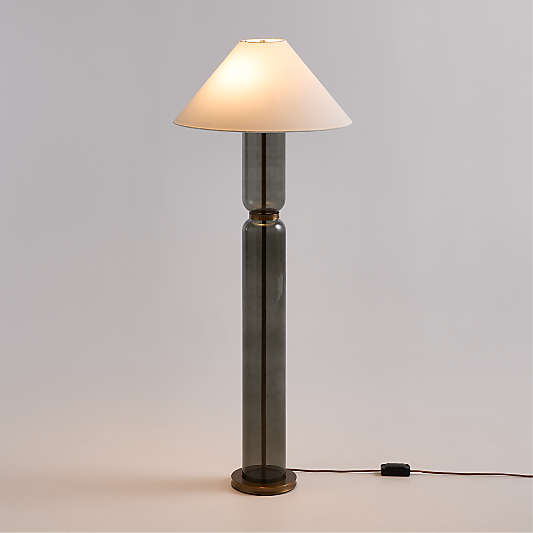 Velato Glass Floor Lamp with White Shade