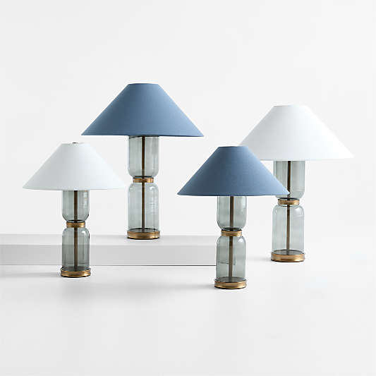 Velato Glass Table Lamp 14.5" with Blue Shade