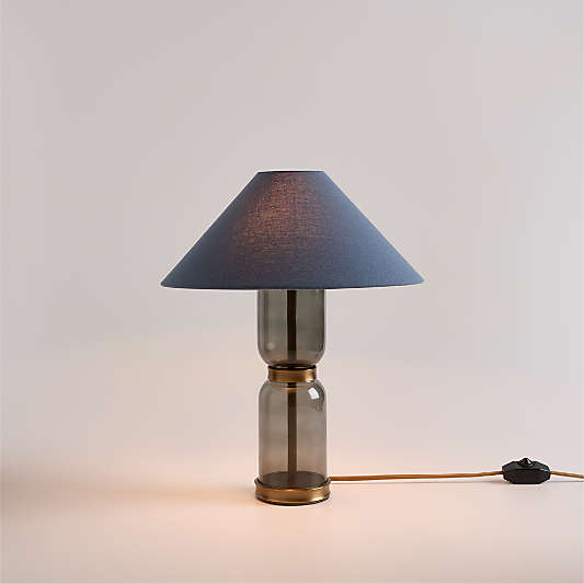 Velato Glass Table Lamp 14.5" with Blue Shade