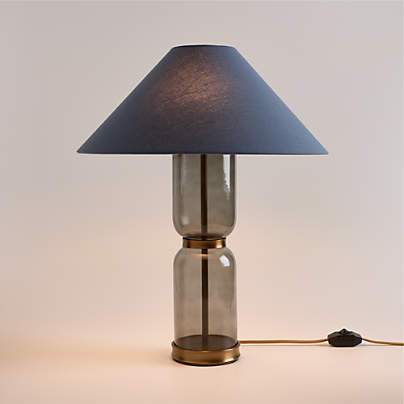 Velato Glass Table Lamp 19.5" with Blue Shade