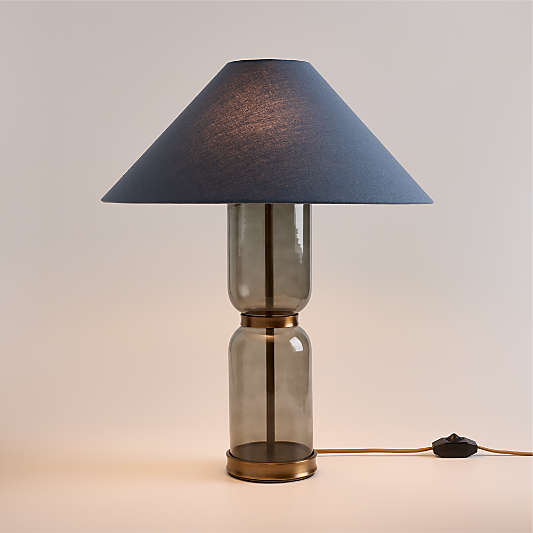 Velato Glass Table Lamp 19.5" with Blue Shade