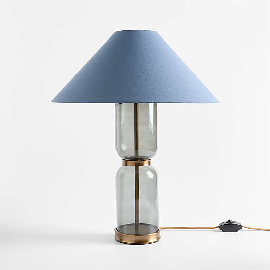 Velato Glass Table Lamp 19.5" with Blue Shade