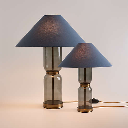 Velato Glass Table Lamp with Blue Shade