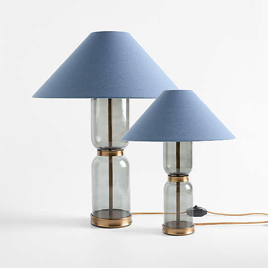 Velato Glass Table Lamp with Blue Shade