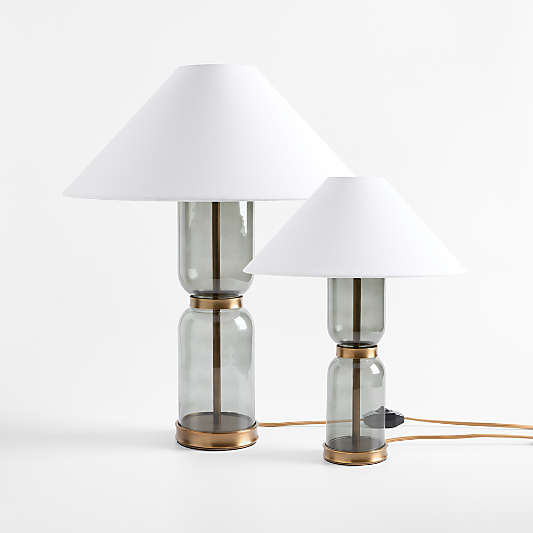 Velato Glass Table Lamp with White Shade