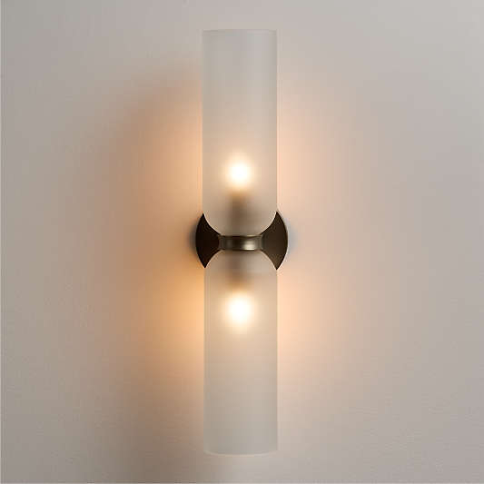 Velato Pewter and Glass Wall Sconce Light Set of 2