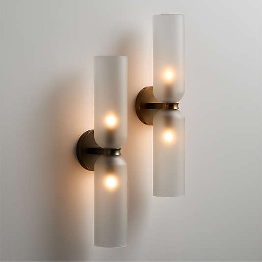 Velato Pewter and Glass Wall Sconce Light Set of 2