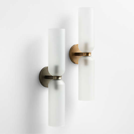 Velato Brass and Glass Wall Sconce Light Set of 2