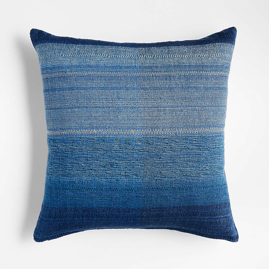 Veleri 20x20 Square Linen Blue Decorative Throw Pillow Cover +