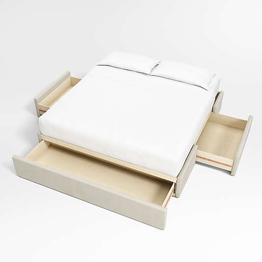 Lafayette 48" Beige Upholstered Headboard with Storage Bed Base