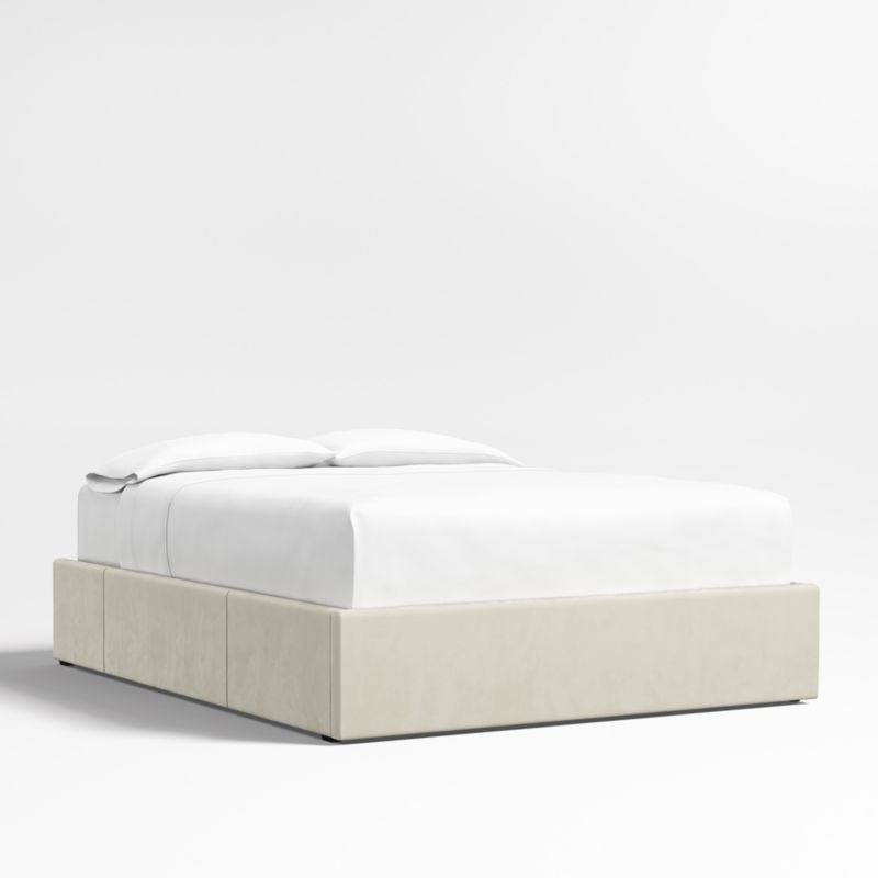 Beige Upholstered King Storage Bed Base