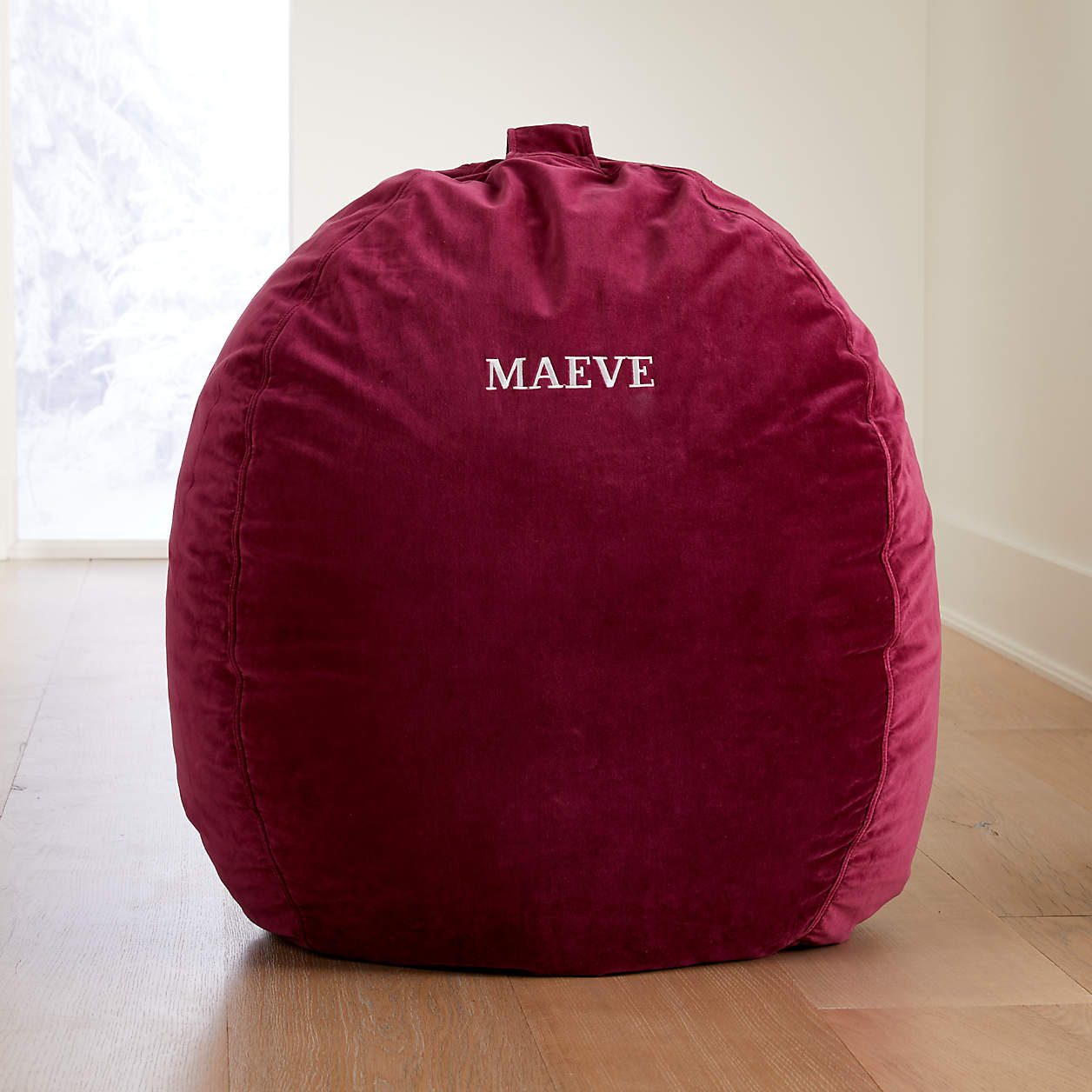 Large Pink Velvet Bean Bag Chair + Reviews Crate & Kids