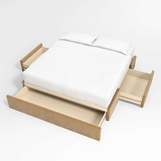 Lafayette 56" Camel Brown Upholstered Headboard with Storage Bed Base