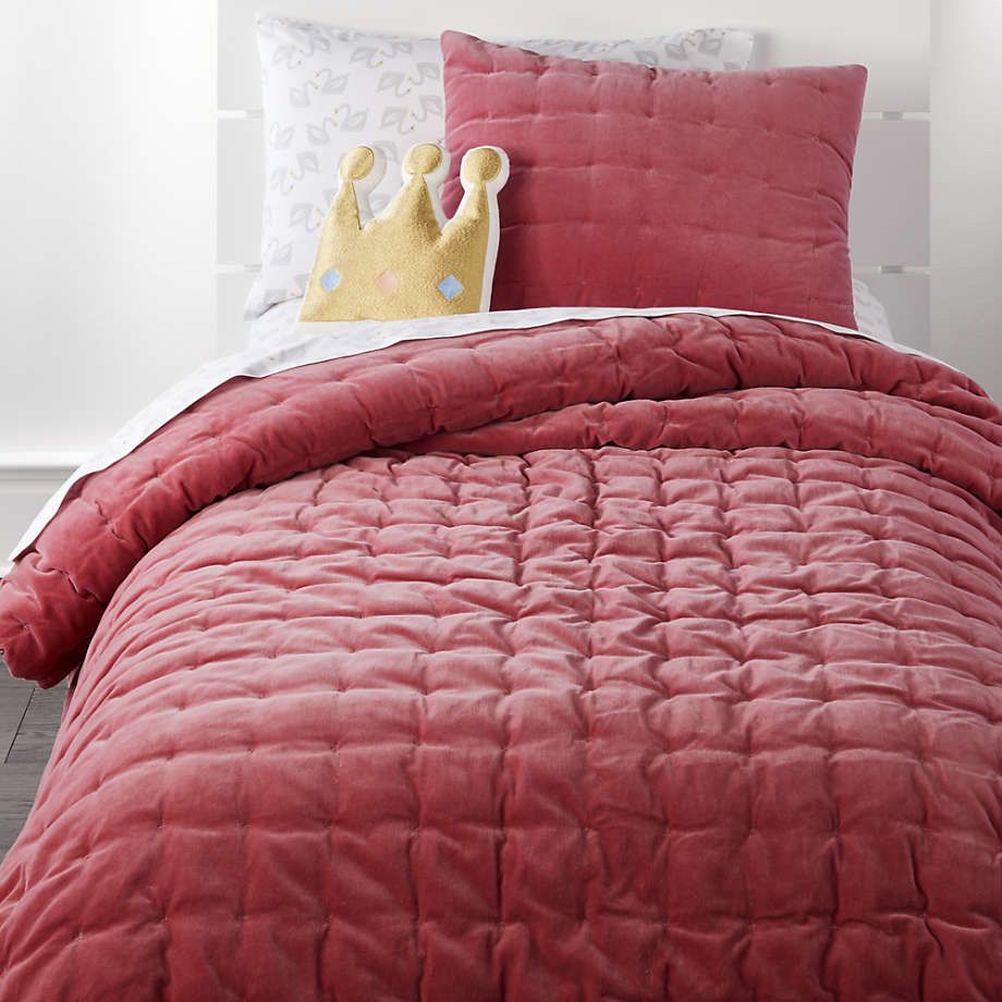 Velvet Dark Pink Twin Quilt + Reviews Crate & Kids
