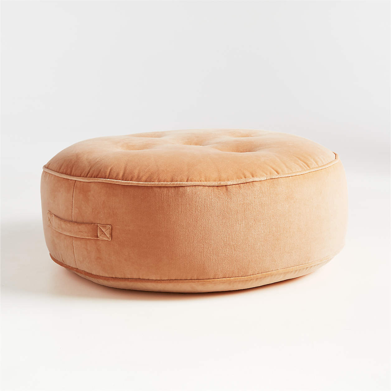 Peach Velvet Flat Pouf