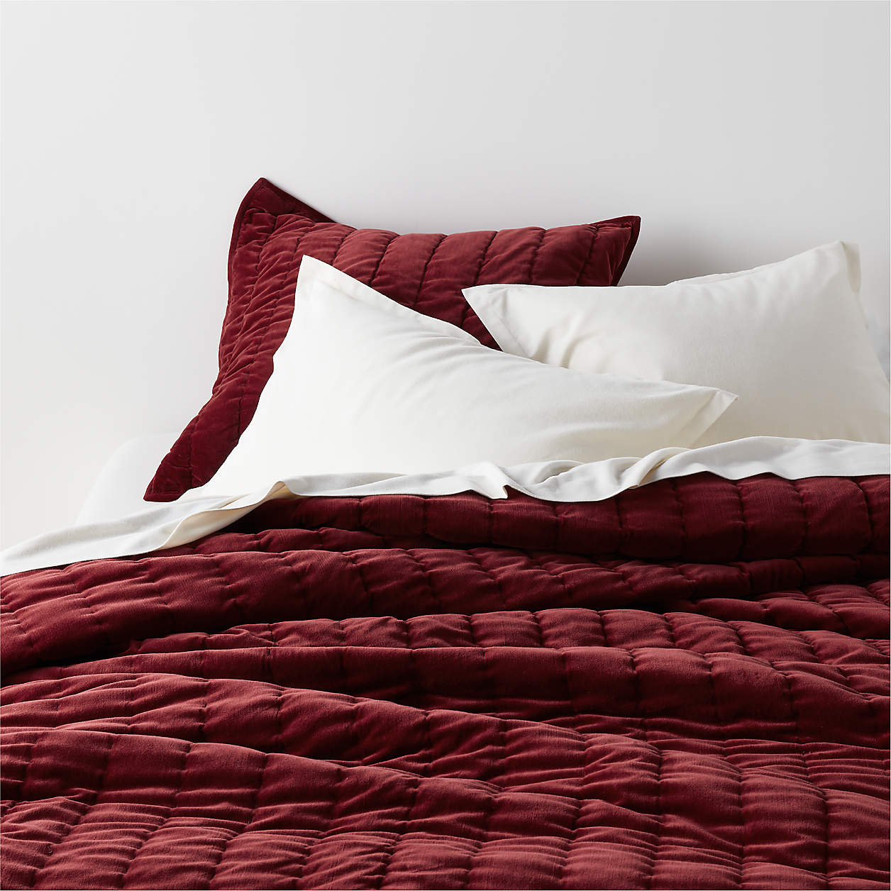 Organic Cotton Velvet Red Quilt Crate & Barrel