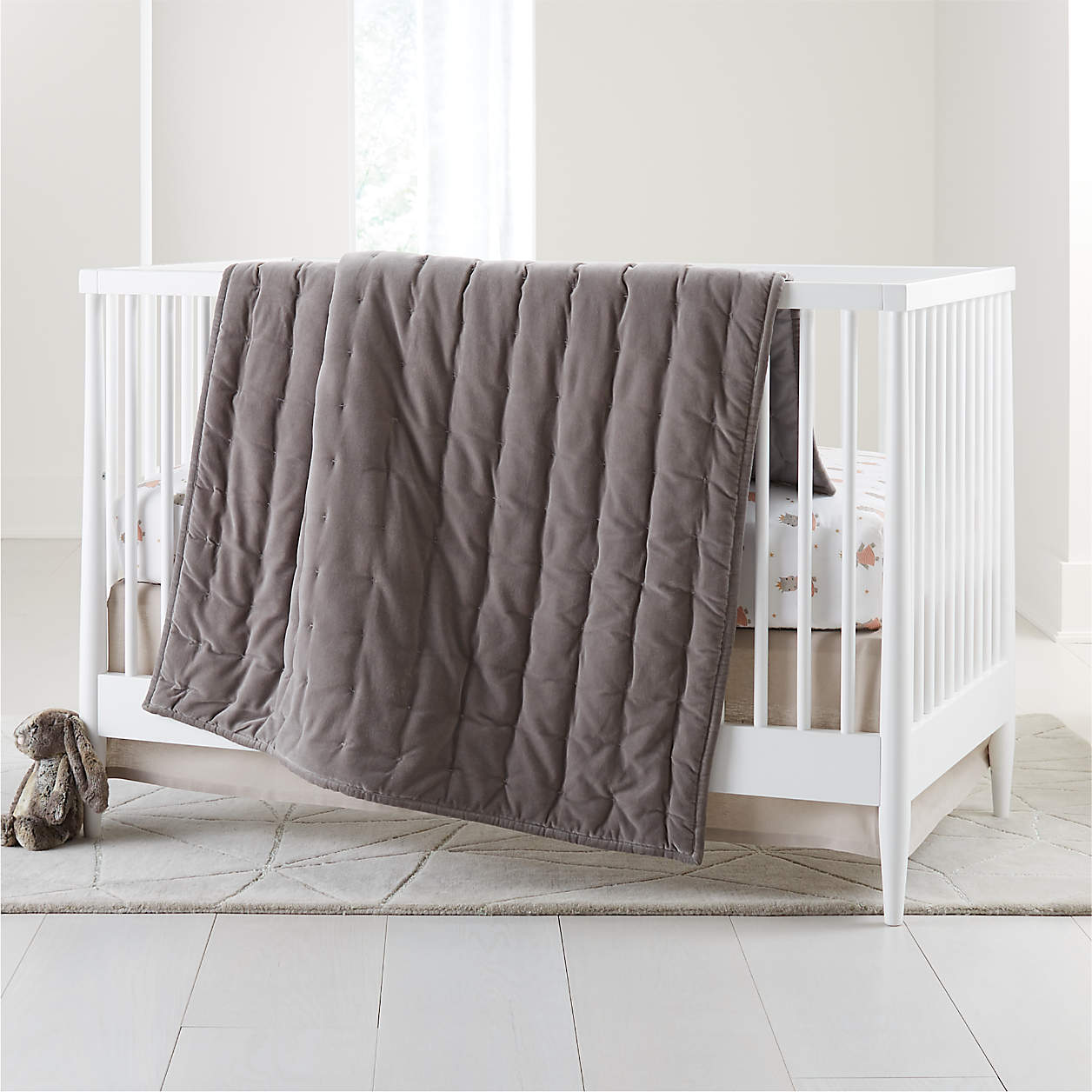 Velvet Dark Grey Baby Quilt + Reviews Crate and Barrel