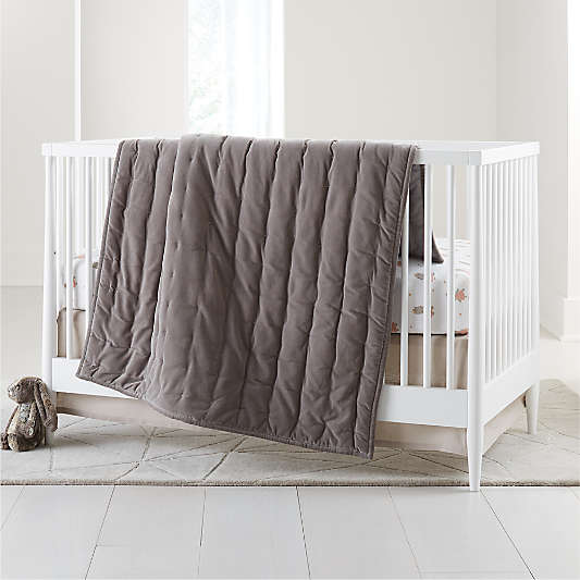 Velvet Dark Grey Baby Crib Quilt