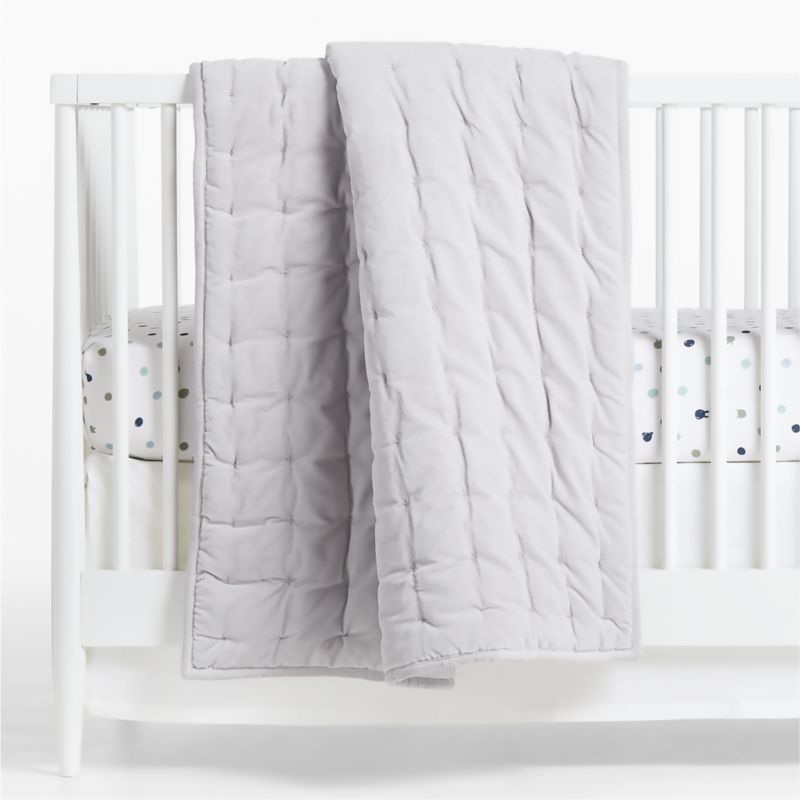 Grey Velvet Baby Crib Quilt