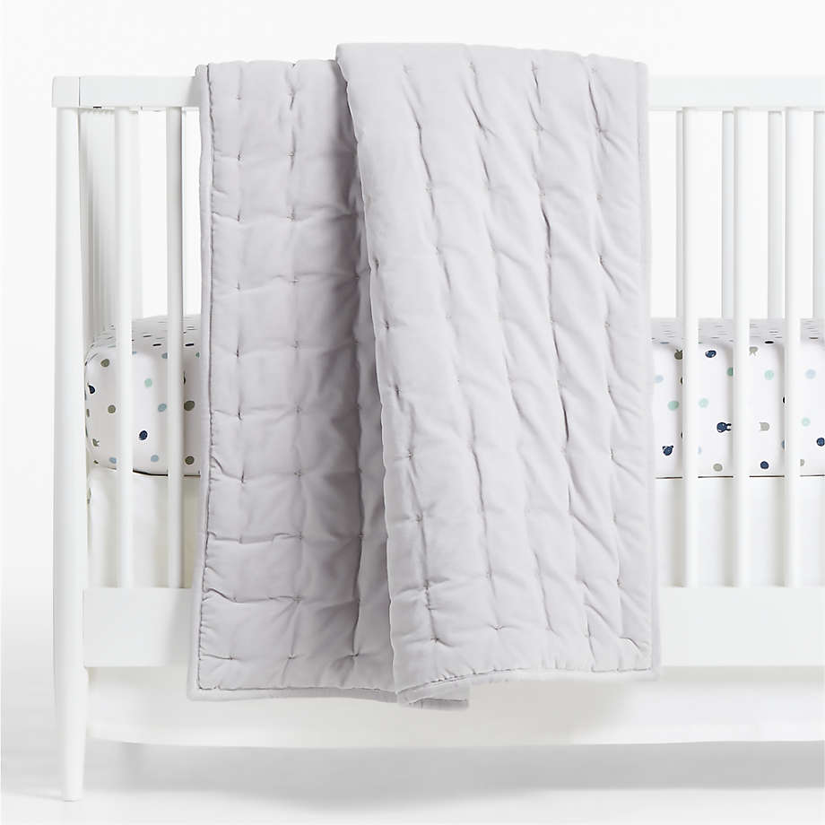 Modern Grey Velvet Baby Crib Quilt + Reviews Crate & Kids