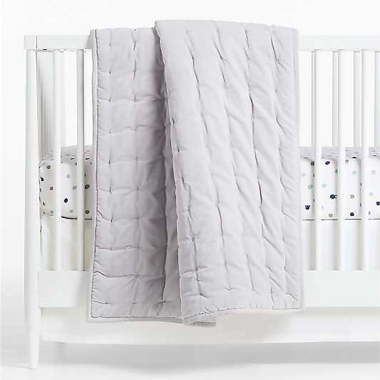 Grey Velvet Baby Crib Quilt